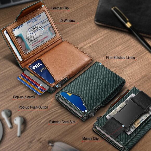 Men Wallet Gift Boxed,Slim Front Pocket Wallet Money Clip - Picture 2 of 9